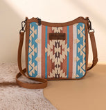 Wrangler Sherpa Aztec Canvas Crossbody - Brown