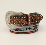 Angel Ranch Women's Tooled Beaded Inlay Belt