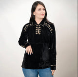 American Darling Black Velvet Tunic with Detailed Bronze Studs
