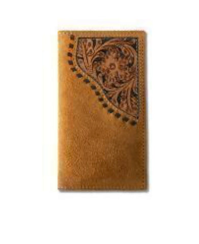 Ariat Roughout Floral Overlay Tan Rodeo Wallet