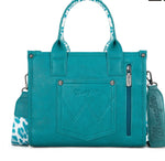 Wrangler Leopard Print Concealed Carry Tote/Crossbody - Turquoise