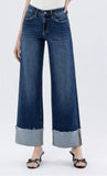 Cosmos High Rise Cuffed Wide Leg Jeans