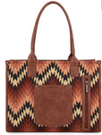 Wrangler Southwestern Pattern Dual Sided Print Concealed Carry Wide Tote - Brown