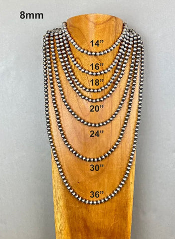 Sterling Silver Pearl Necklace / 8mm