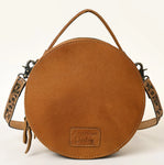 American Darling Round White Saddle Blanket Tooled Purse