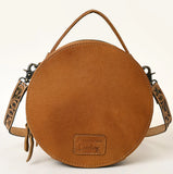 American Darling Round White Saddle Blanket Tooled Purse