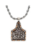 Silver & Copper Ear Tag Necklace