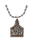 Silver & Copper Ear Tag Necklace