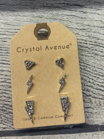 CZ and Silver Earring Set