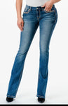 Floral Embroidered Horseshoe Mid-Rise Bootcut