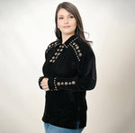American Darling Black Velvet Tunic with Detailed Bronze Studs