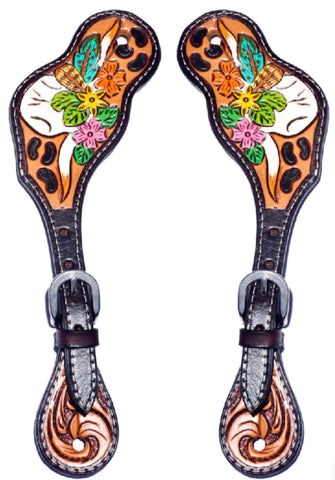 Lady Holly Hand Painted Horse Western Leather Spur Strap