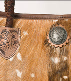 American Darling Hand Tooled with Fawn Hair On Hand Bag