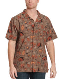 Cinch Men's Chocolate Western Brands & Calf Print Camp Shirt