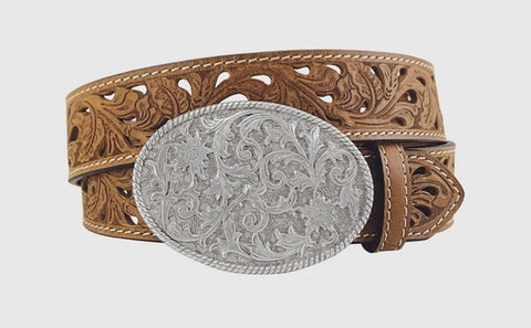 Roper Women's Distressed Floral Leather Belt