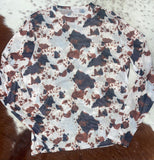 Cow Hide Print Mesh Top