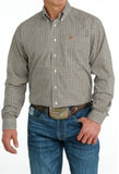 Cinch Men's White & Gold Geo Print Shirt