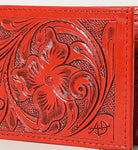 American Darling Red Hand Tooled Wallet