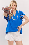 Game Day Ruffle Sleeve Scallop Trim Top