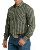 Cinch Men's Olive Striped Shirt