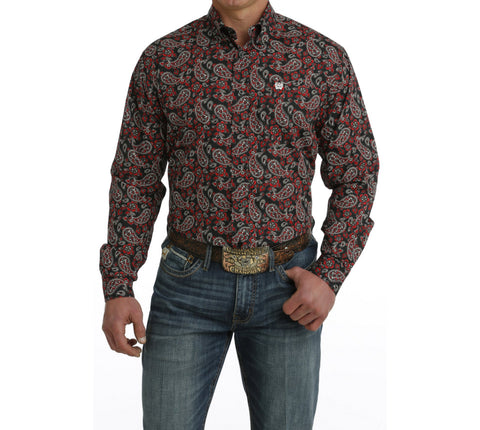 Cinch Men’s Red & Black Paisley Shirt