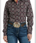 Cinch Women's Burgundy Geo Print Shirt