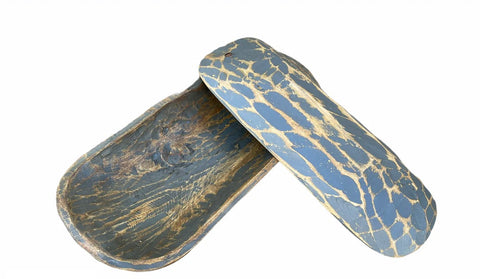 Gray Large Painted Wooden Bowl