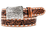 Hooey Sonoma Brown & Ivory Floral Tooled Belt