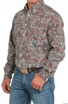 Cinch Men’s  Red & Blue Paisley Print Shirt