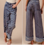 Denim Washed Star Patch Jeans