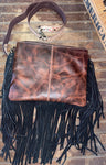 Cowhide With Cards and Fringe Purse