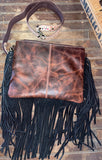 Cowhide With Cards and Fringe Purse