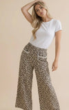 Leopard French Terry Wide Leg Pocket Pants