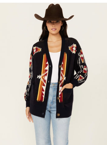 Cruel Women's Southwestern Print Boyfriend Cardigan