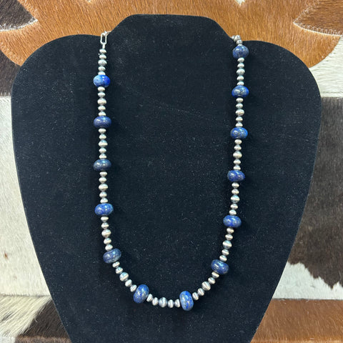 Genuine Lapis Pearl 18” Necklace