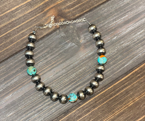 Stone Bracelet With 5mm Navajo Pearls