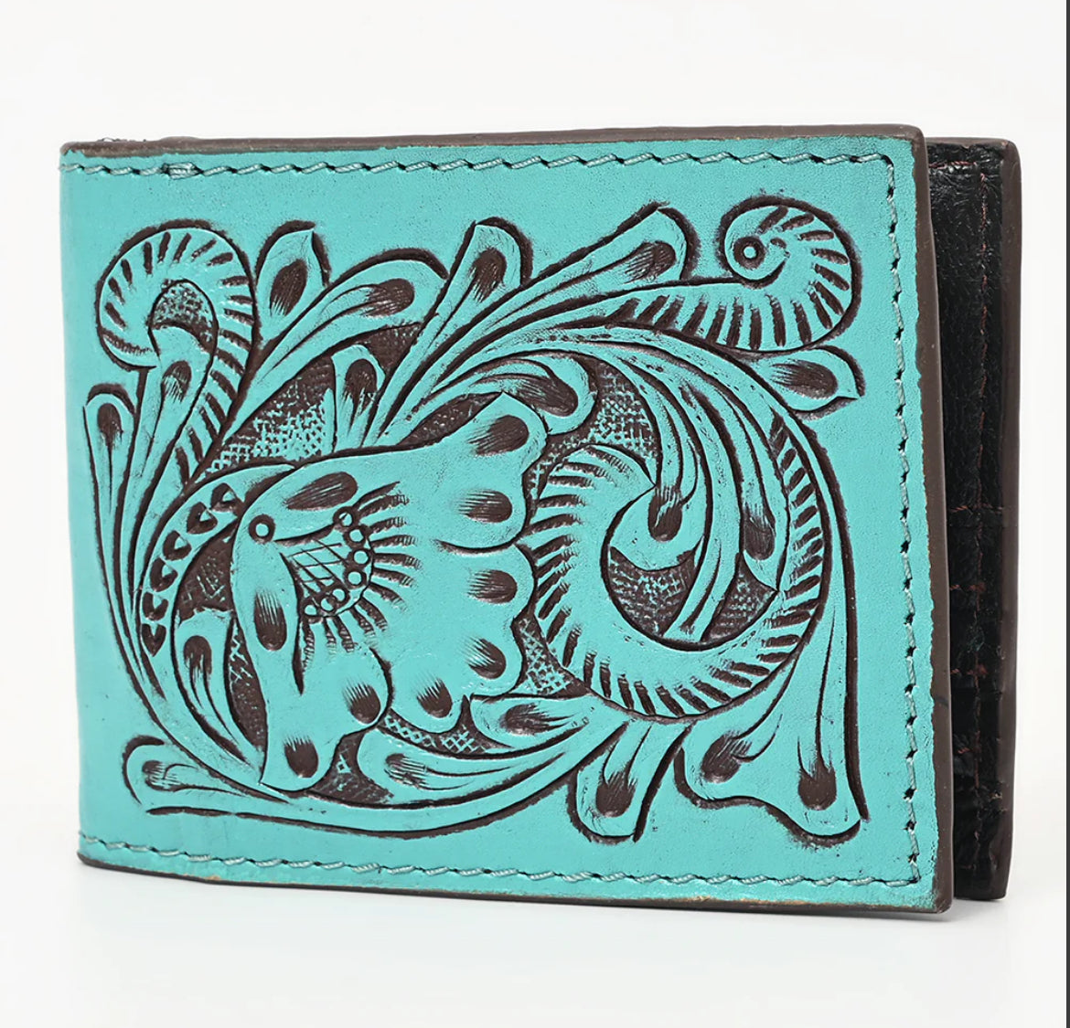 American Darling Hand Tooled Wallet / Turquoise Horse Creek Outfitters