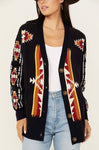 Cruel Women's Southwestern Print Boyfriend Cardigan