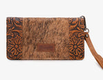 Wrangler Hair On Cowhide Floral Tooled Wristlet