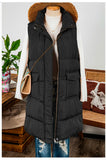 Windproof Longline Full Zipper Puffer Vest with Pockets