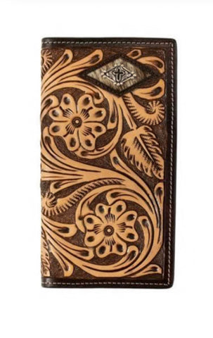 Floral Tan Tooled Rodeo Wallet