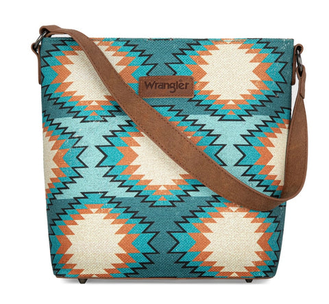 Wrangler Aztec Distressed Print Dual Sided Print Hobo Bag/Crossbody