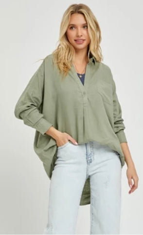 Risen Oversized Popover Linen Shirt