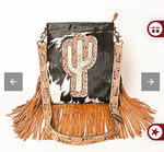 American Darling Hand Tooled Hair On Cactus Purse