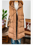 Windproof Longline Full Zipper Puffer Vest with Pockets
