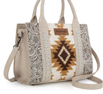Wrangler Tooled Aztec Pattern Print Concealed Carry Tote/Crossbody