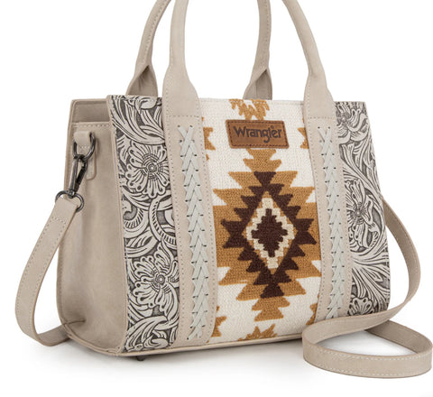 Wrangler Tooled Aztec Pattern Print Concealed Carry Tote/Crossbody