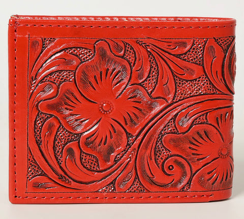 American Darling Red Hand Tooled Wallet