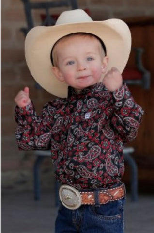 Cinch Infant Boy's Black & Red Paisley Shirt