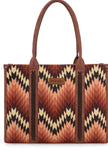 Wrangler Southwestern Pattern Dual Sided Print Concealed Carry Wide Tote - Brown